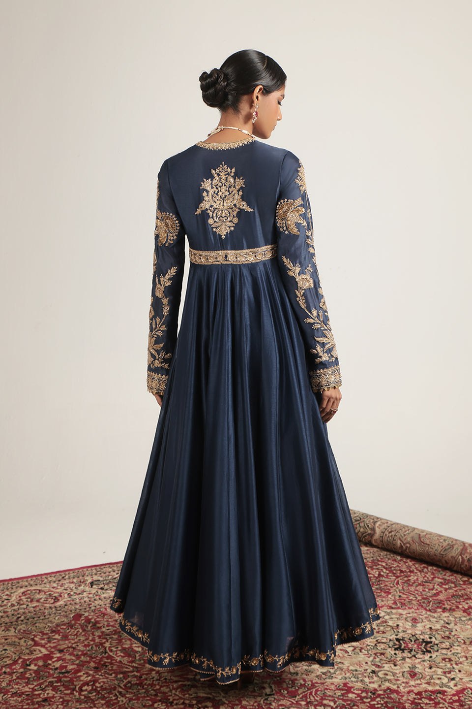 Zar:Rang Blue Heavy Yoke Kalidar Set
