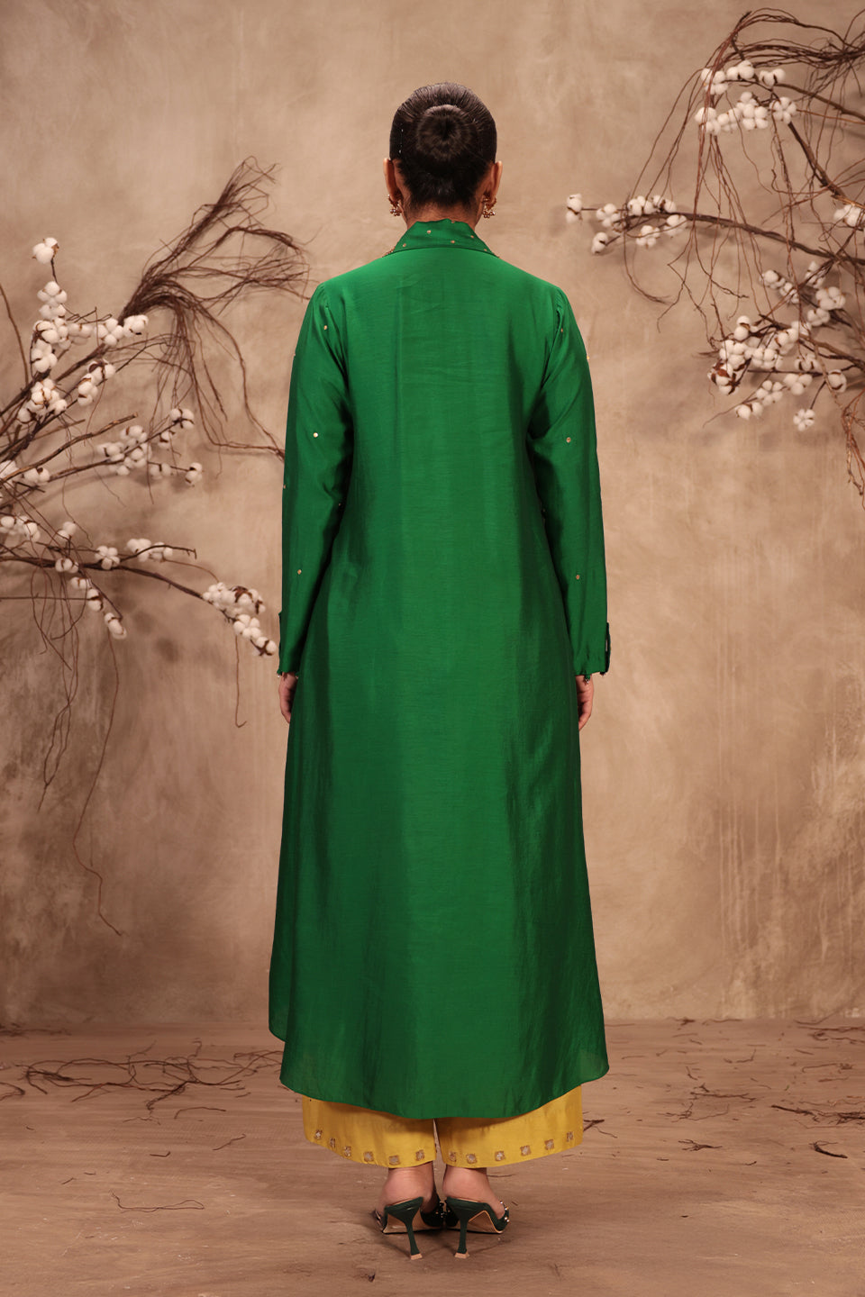 Nazakat Green Collar Kurta Set