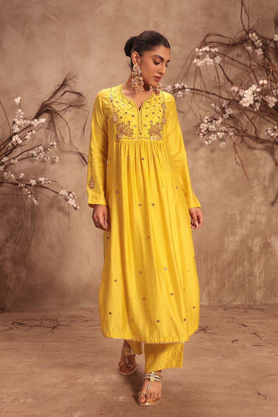 Nazakat Yellow Frockstyle Kurta Set