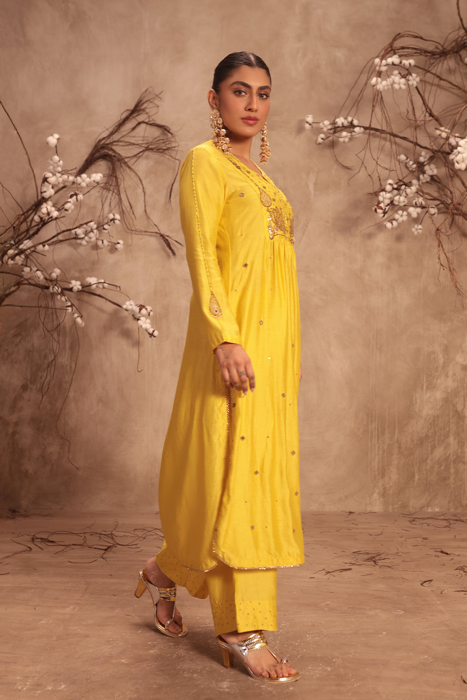 Nazakat Yellow Frockstyle Kurta Set