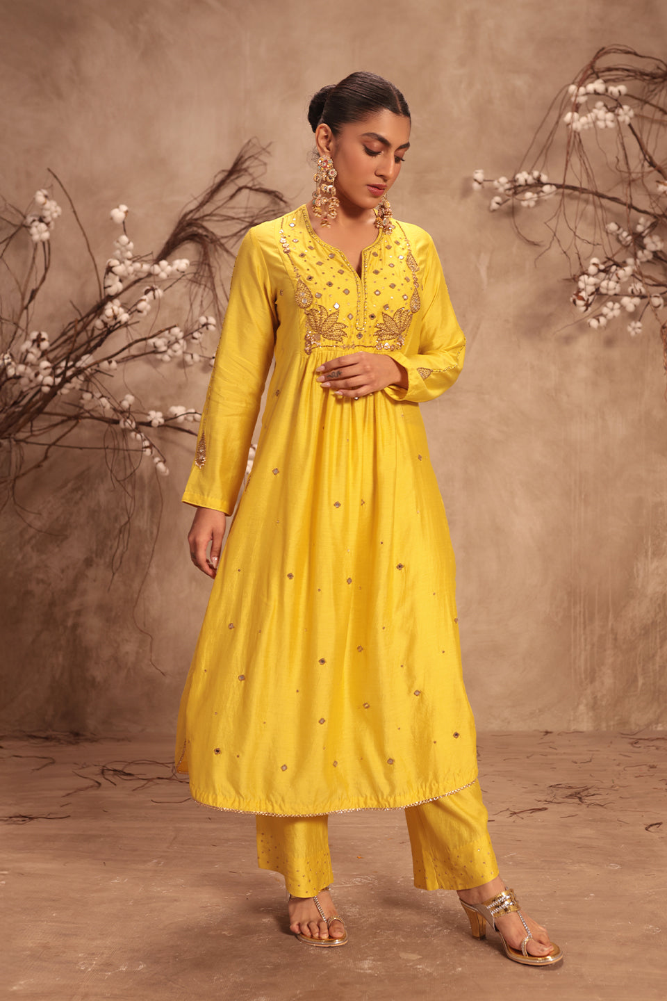 Nazakat Yellow Frockstyle Kurta Set