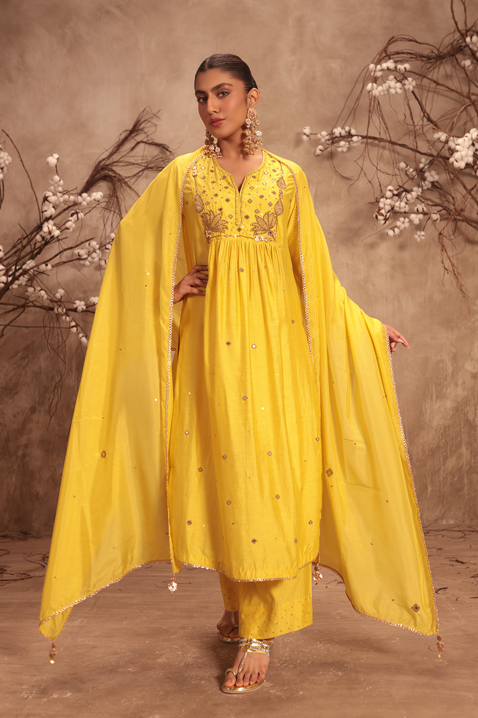 Nazakat Yellow Frockstyle Kurta Set