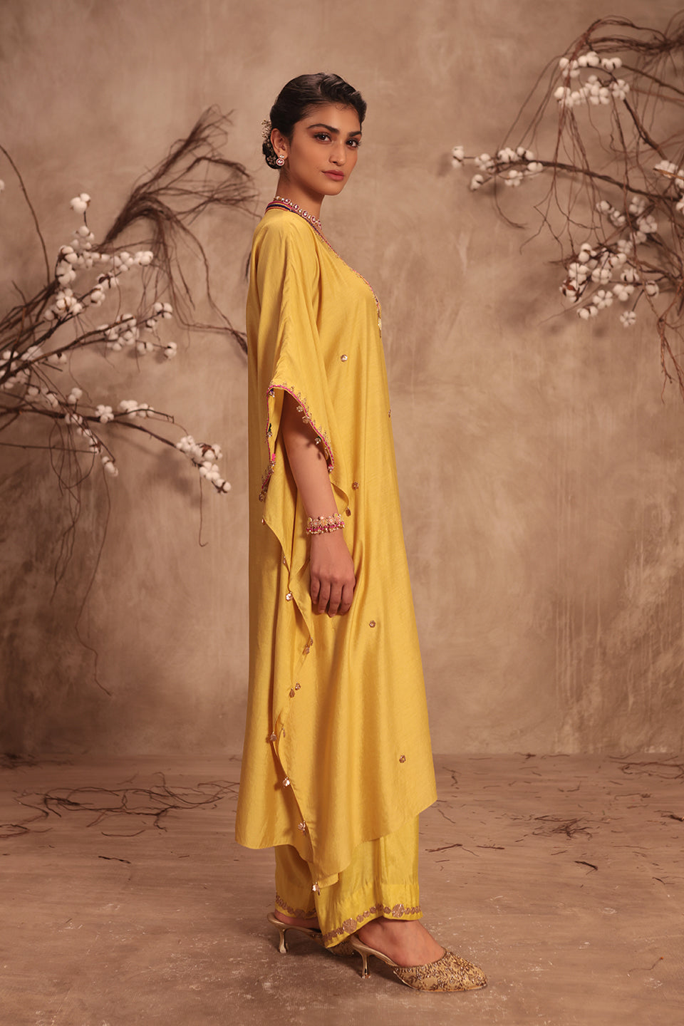 Nazakat Dark Yellow Kaftan Set