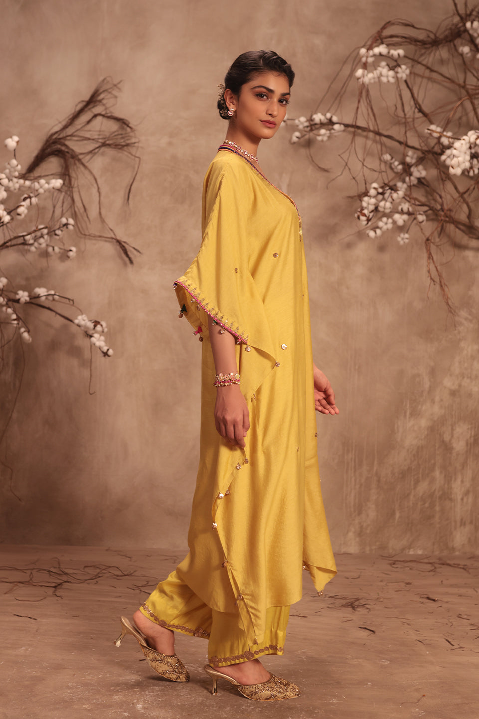Nazakat Dark Yellow Kaftan Set