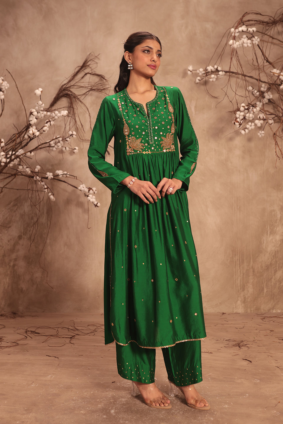Nazakat Green Frockstyle Kurta Set