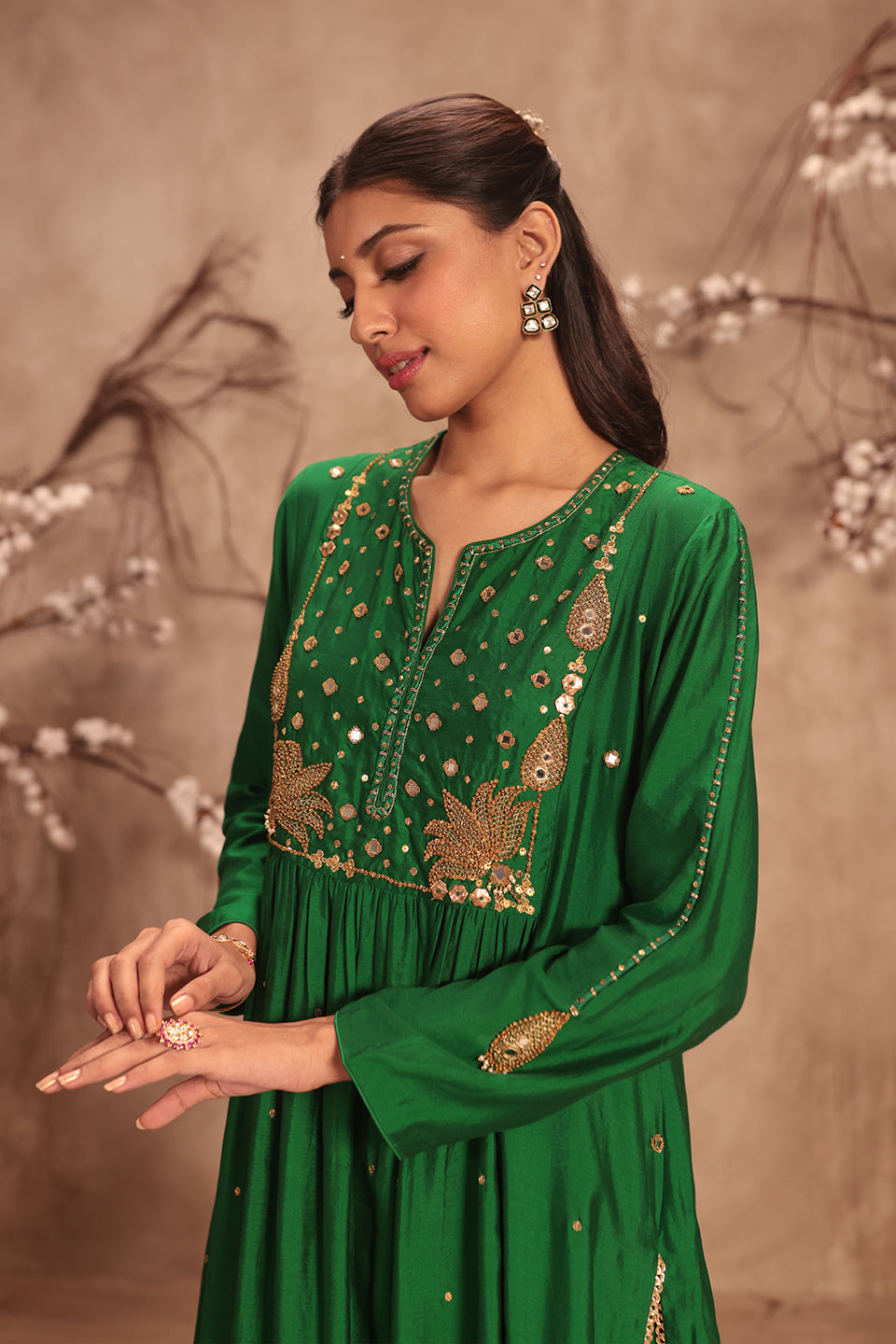 Nazakat Green Frockstyle Kurta Set