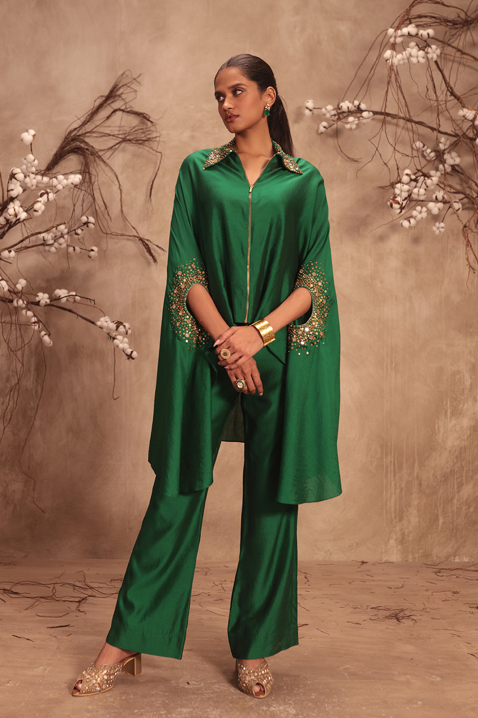 Nazakat Green Cape Set