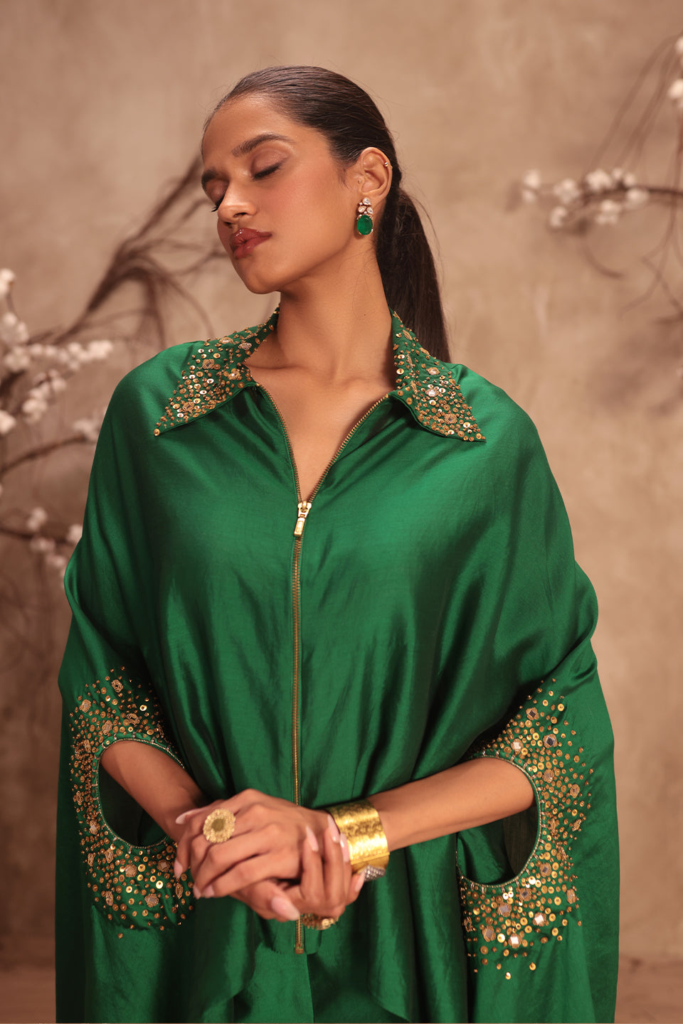 Nazakat Green Cape Set