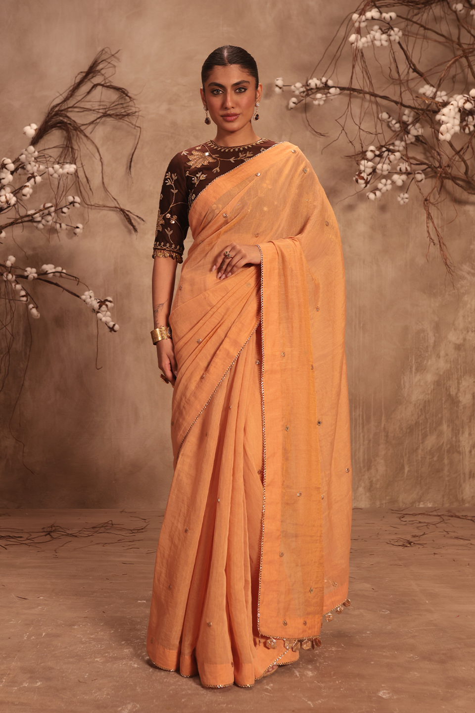 Nazakat Orange Gota Work Saree Set