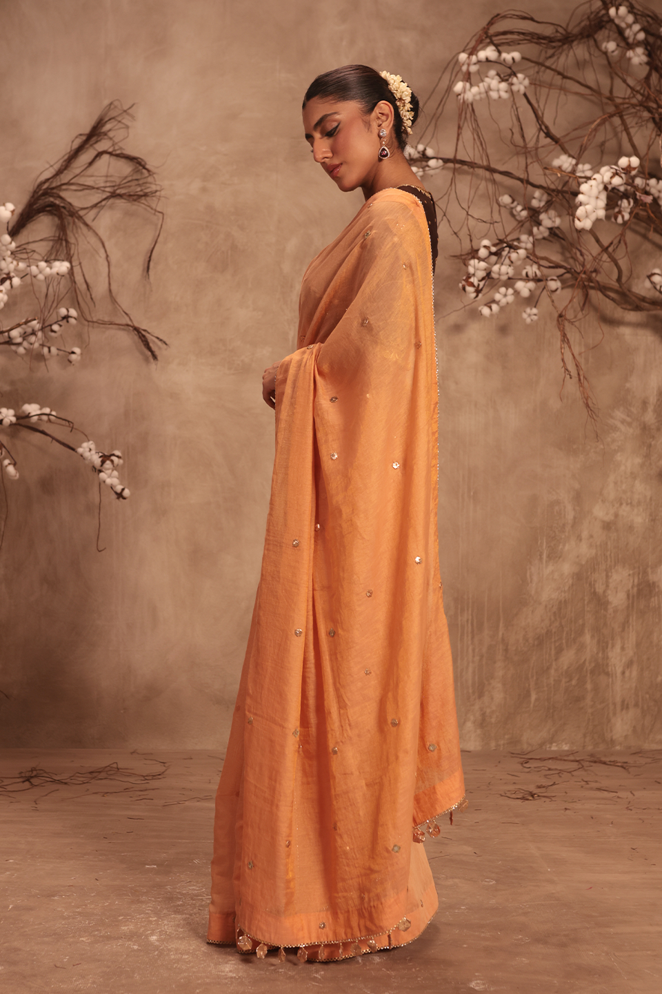 Nazakat Orange Gota Work Saree Set