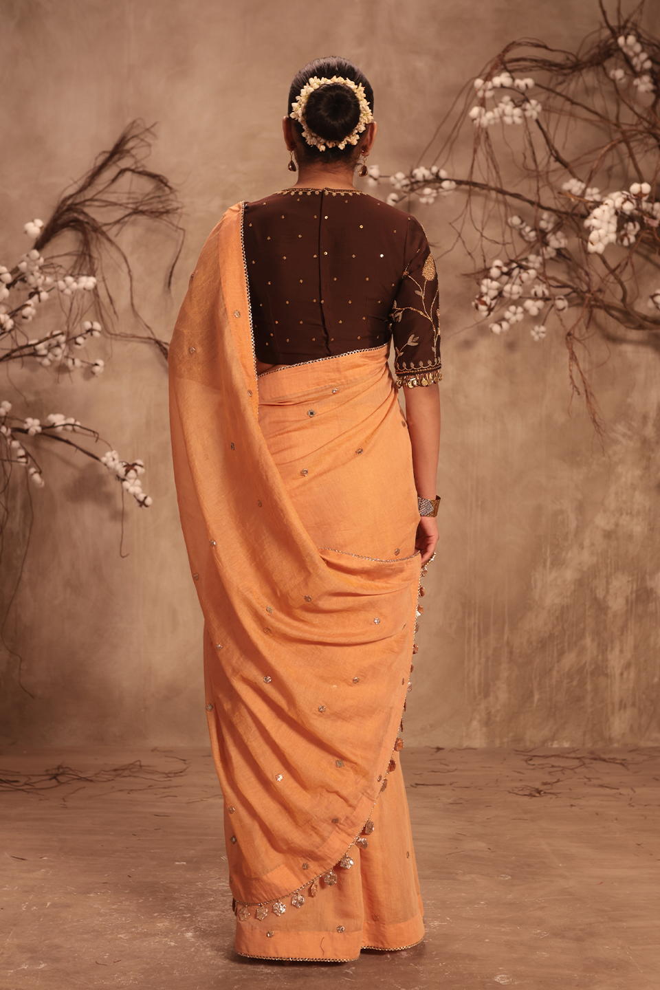 Nazakat Orange Gota Work Saree Set