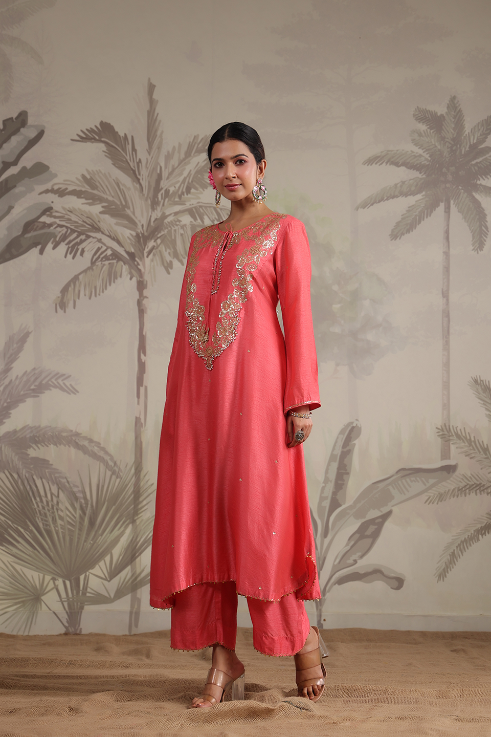 Roselyn Neck Embroidered Kurta Set