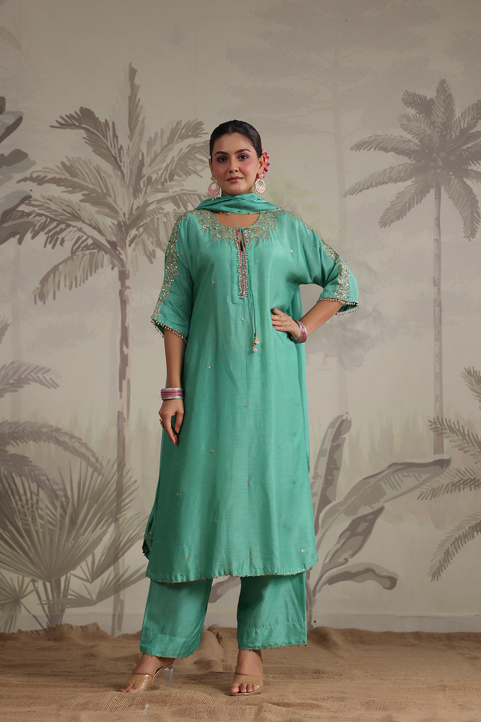 Roselyn Shoulder Embroidered Kurta Set