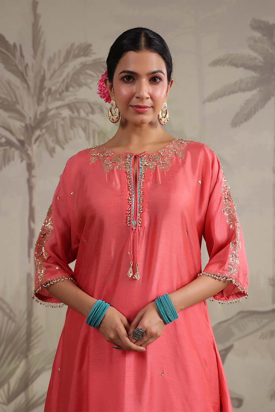 Roselyn Shoulder Embroidered Kurta Set
