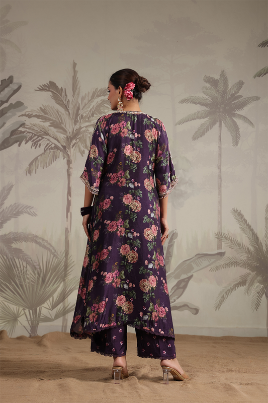 Vintage Rose Long Kurta With Dupatta