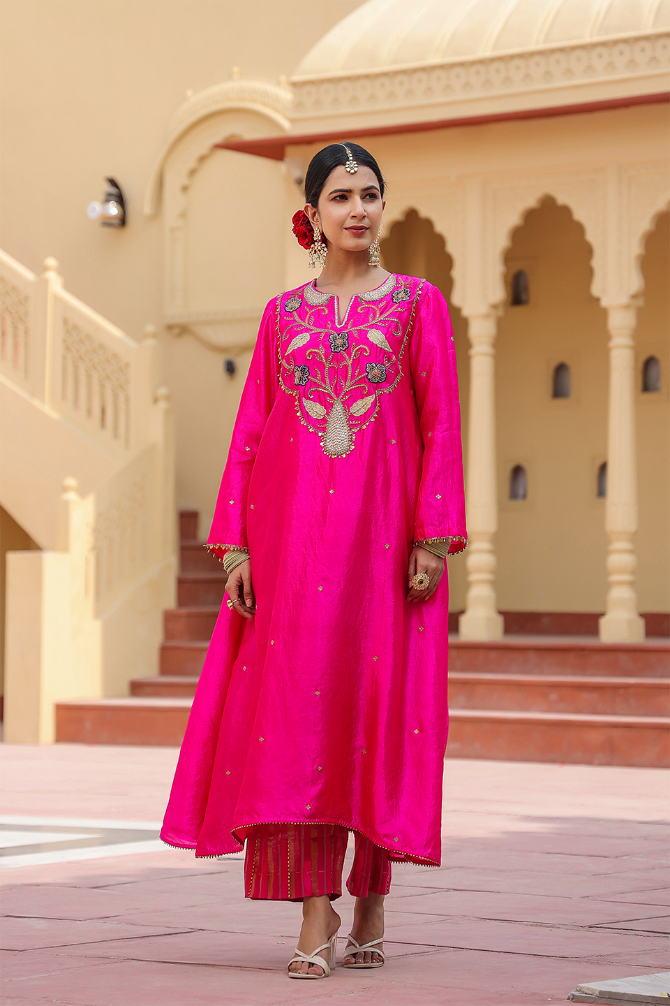 Cheent Embroidered Long Yoke Style Kurta Set