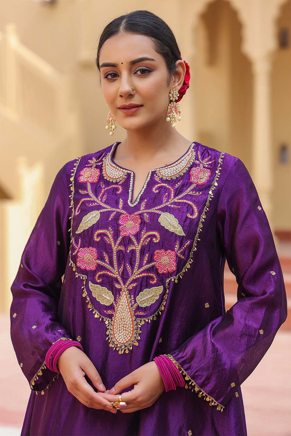 Cheent Embroidered Long Yoke Style Kurta Set