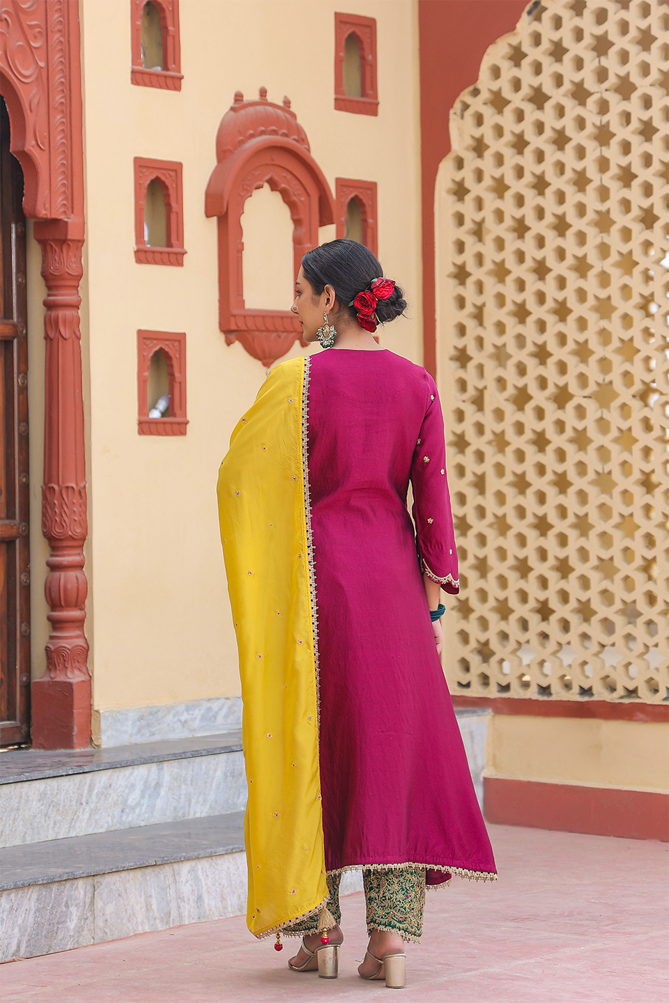 Bird Embroidered Long Kurta