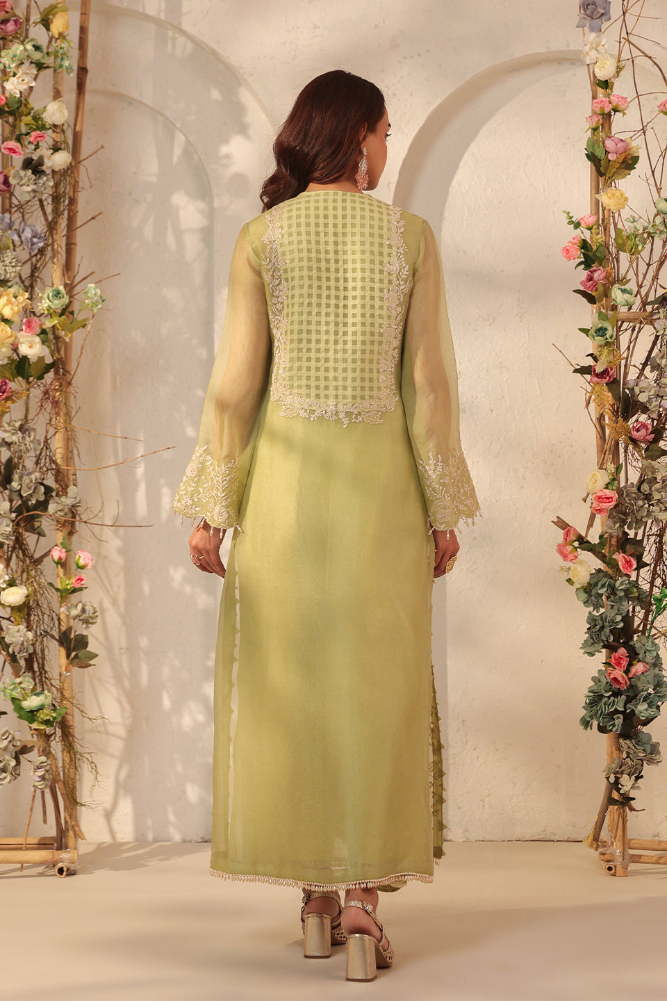 Vaayu Green Heavy Jaal Kurta Set