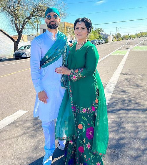 Green Floral Applique Sharara Set