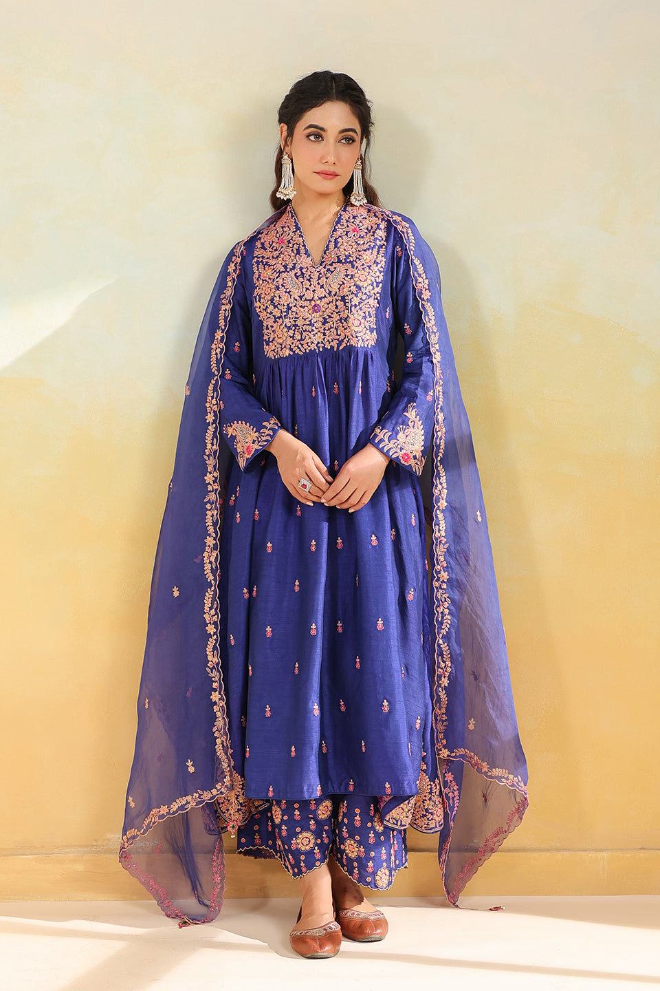 Electric Blue Kairi Buta Jaal Frockstyle