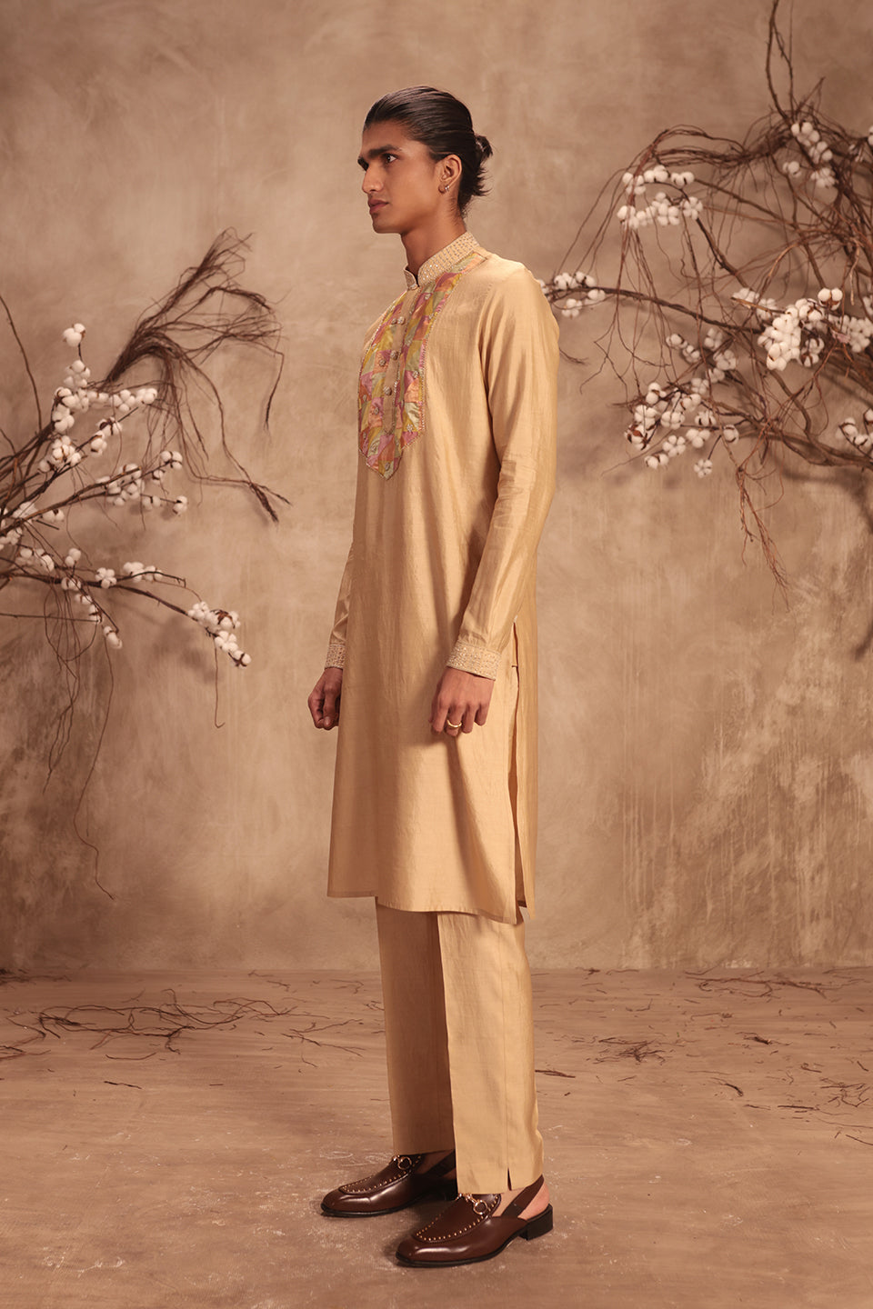 Nazakat Ivory Applique Yoke Kurta Set