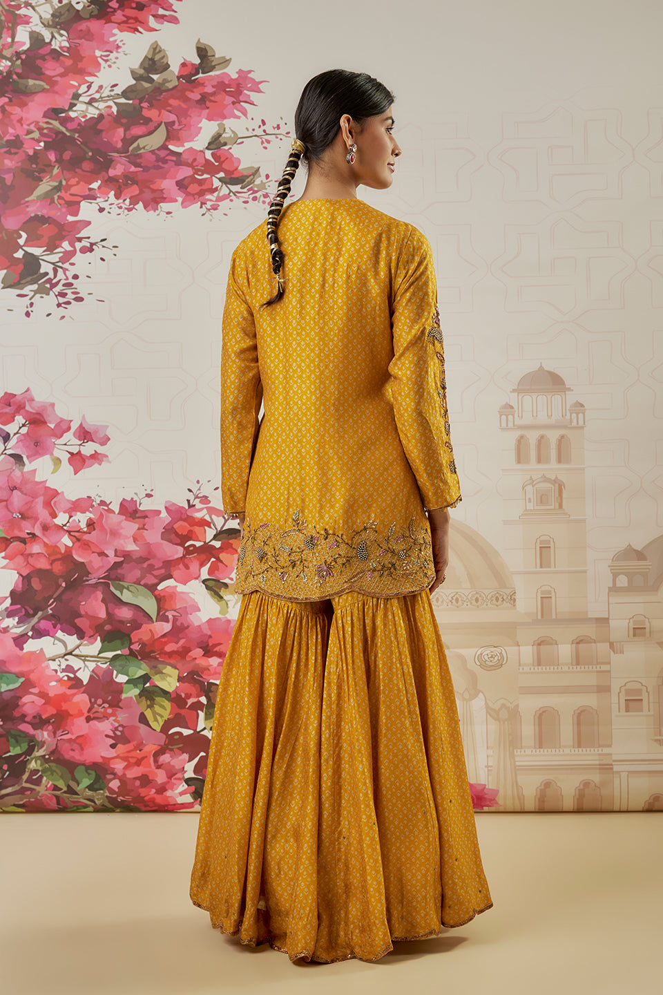Riwayat Yellow Printed Sharara set