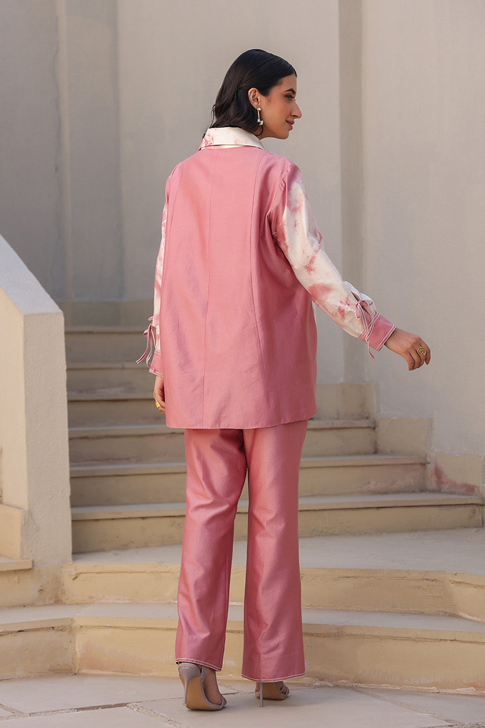 Pink Floral Shibori Co-ord Set