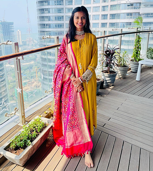 Mustard Tikki and Pearl Cuff Sleeve Kurta Set