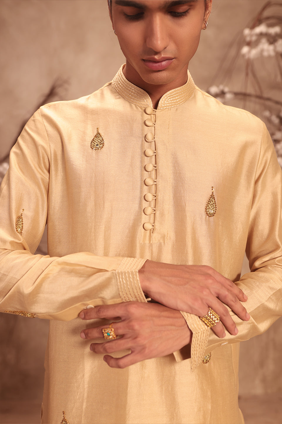 Nazakat Ivory Applique Buti Kurta Set