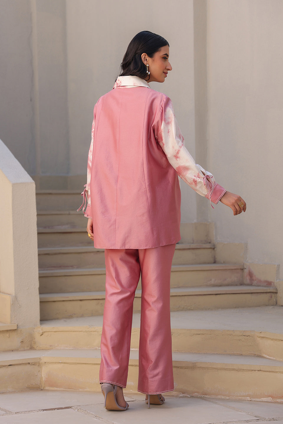 Pink Floral Shibori Shirt