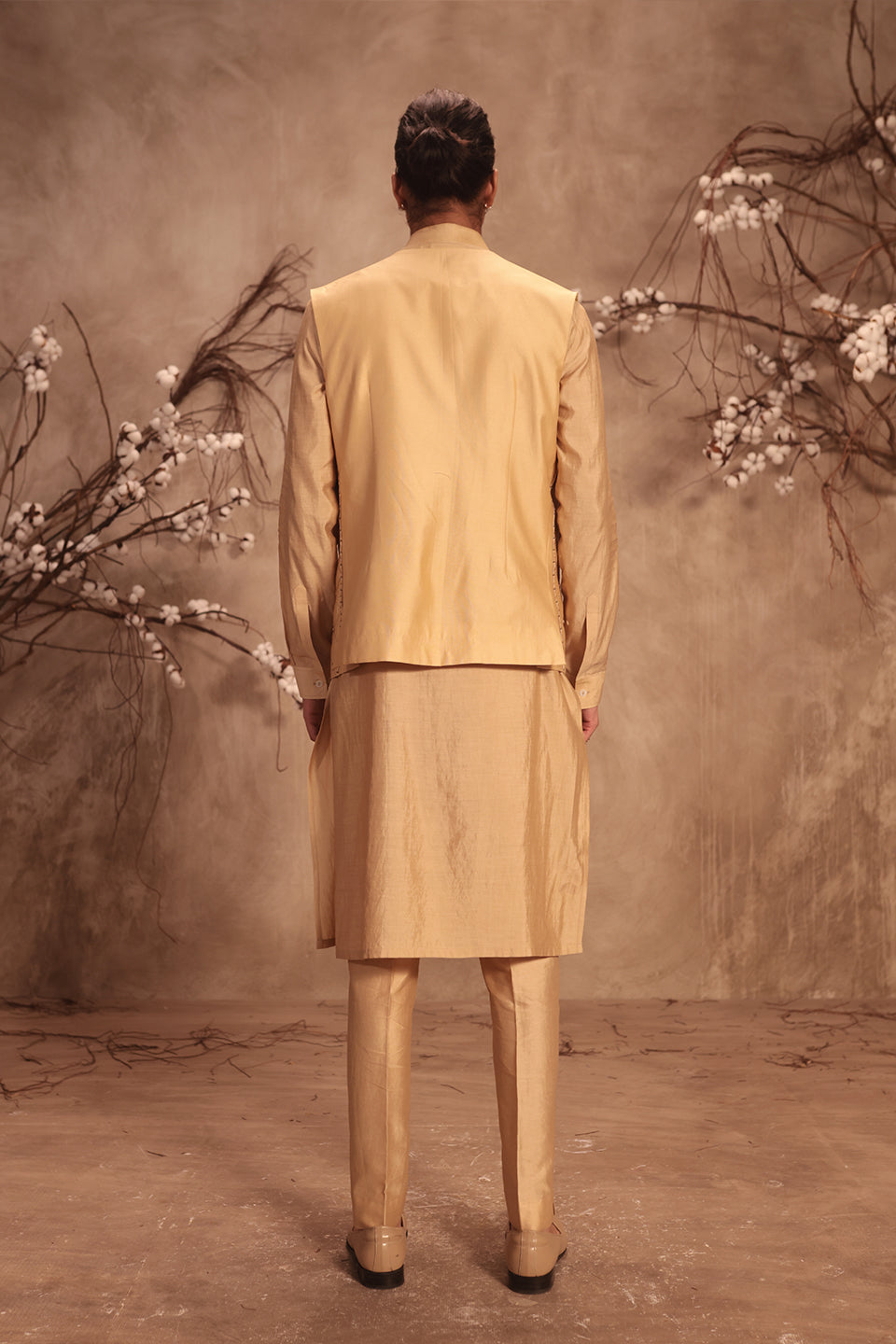 Nazakat Ivory Geometric Mirror Work Bandi Kurta Set