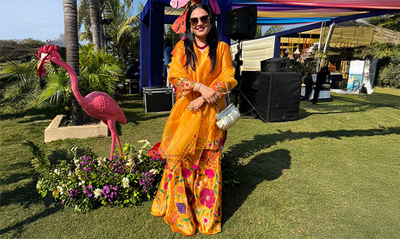 Mustard Floral Applique Sharara Set