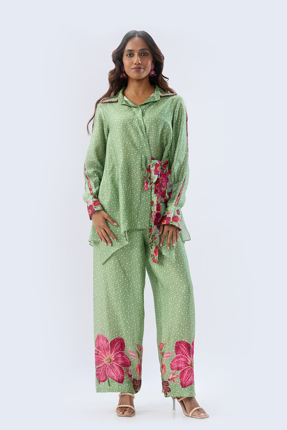 Blossom Green Polka Long Co-ord Set