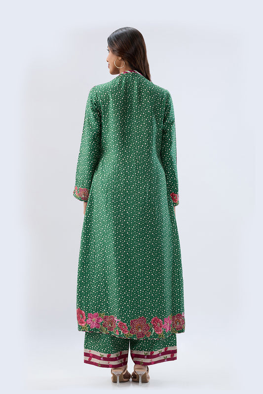 Blossom Dark Green Gathered Yoke Kurta Set