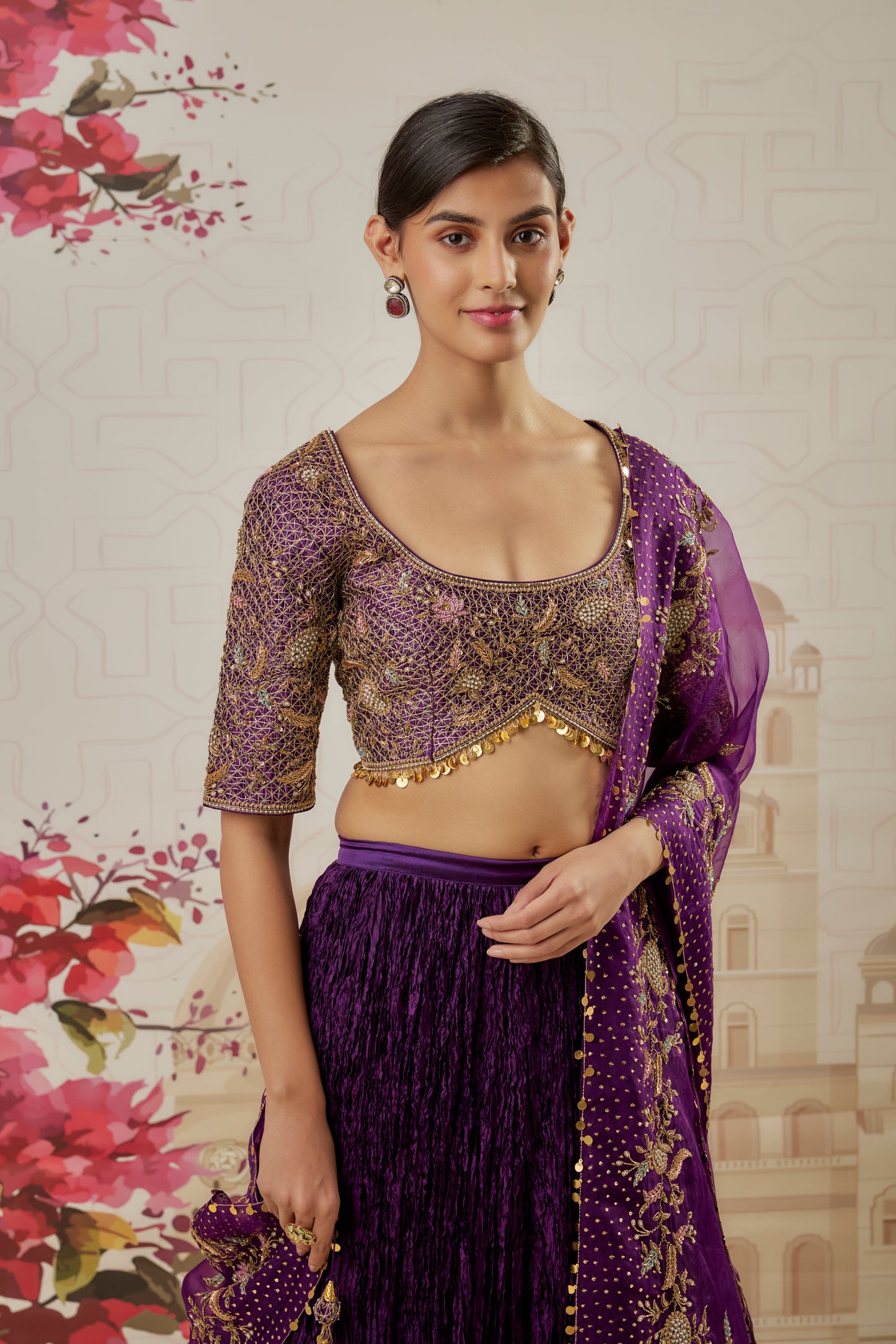 Riwayat Purple Crushed Lehenga