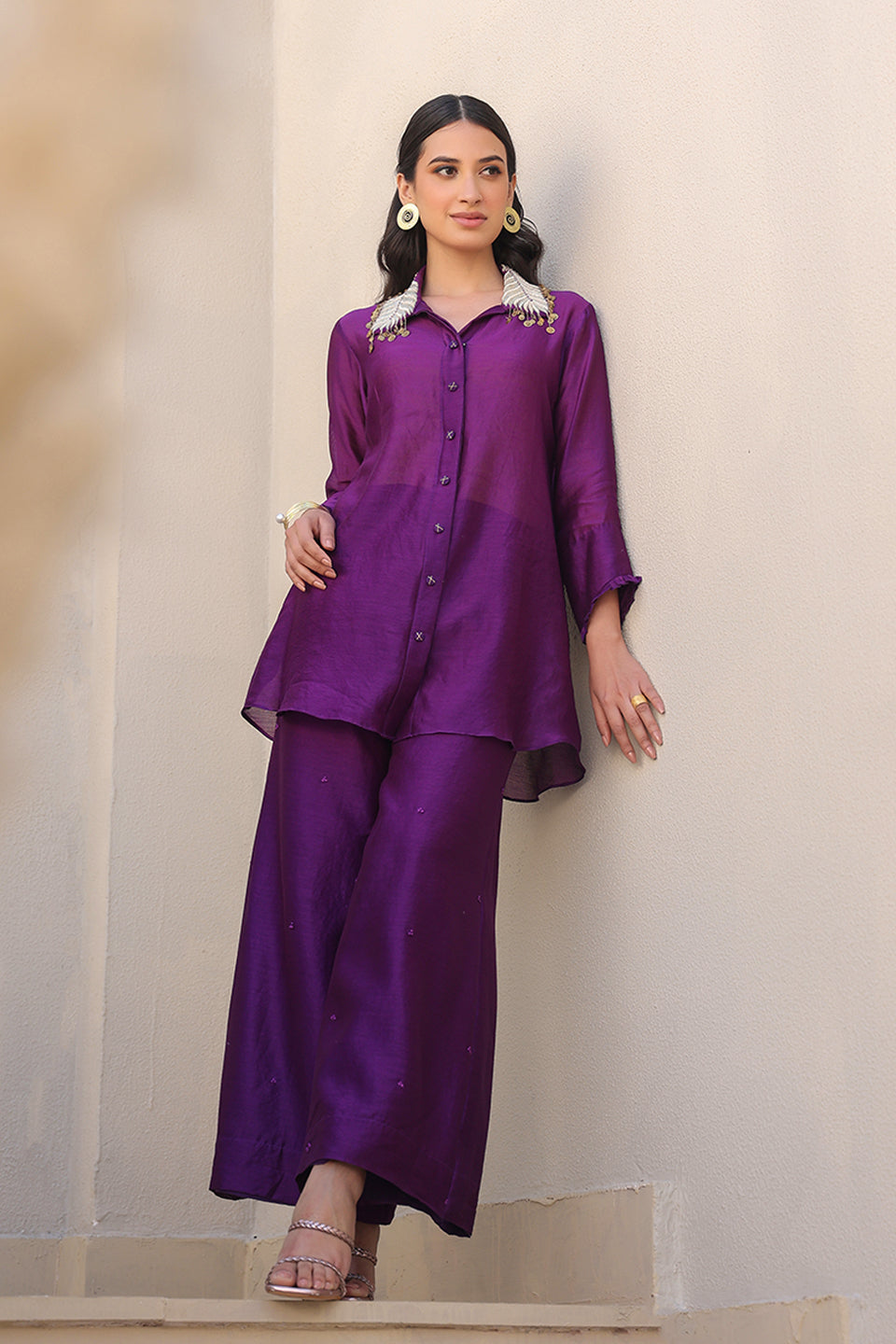 Purple Zardosi Pankh Co-ord Set