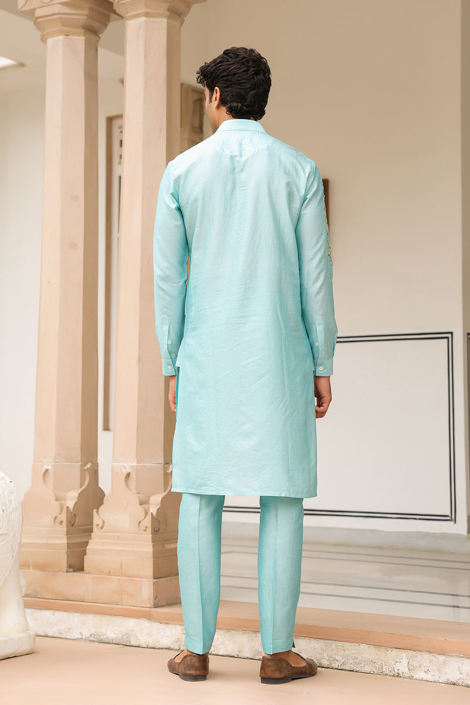 Gulzar Light Blue Abstract Embroidered Kurta Set