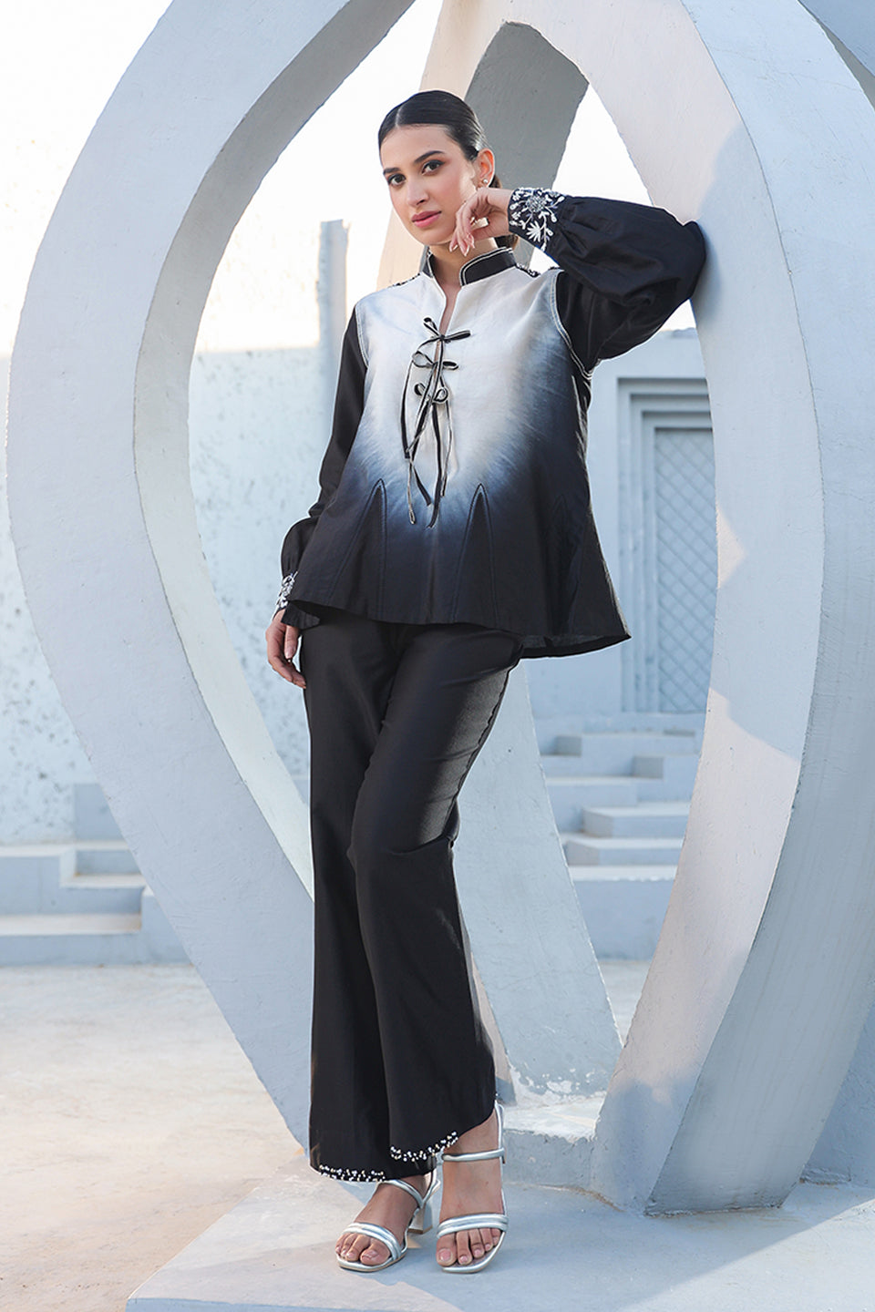 Black and White Mystic Knot Tie-Up Co-ord Set
