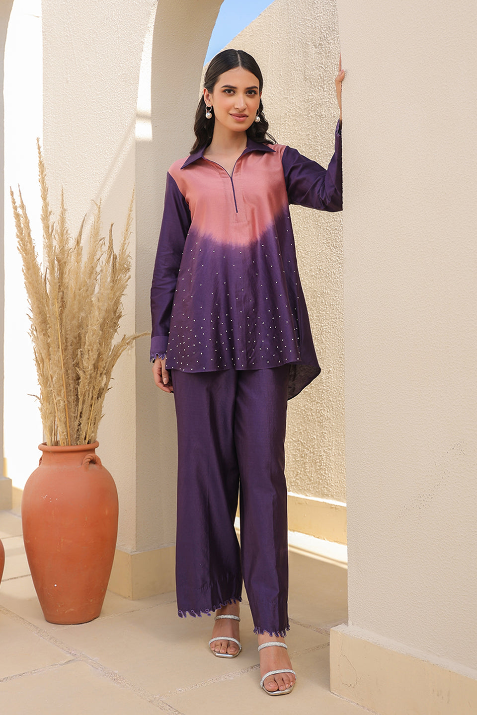 Purple French Knot Ombre Co-ord Set