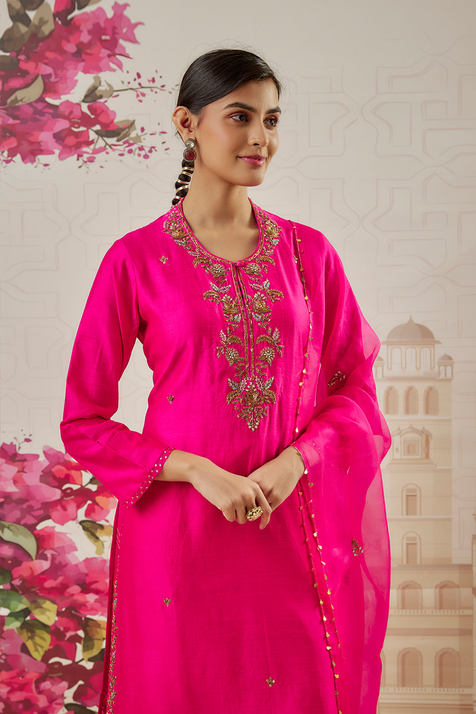 Riwayat Pink Heavy Long Kurta Set