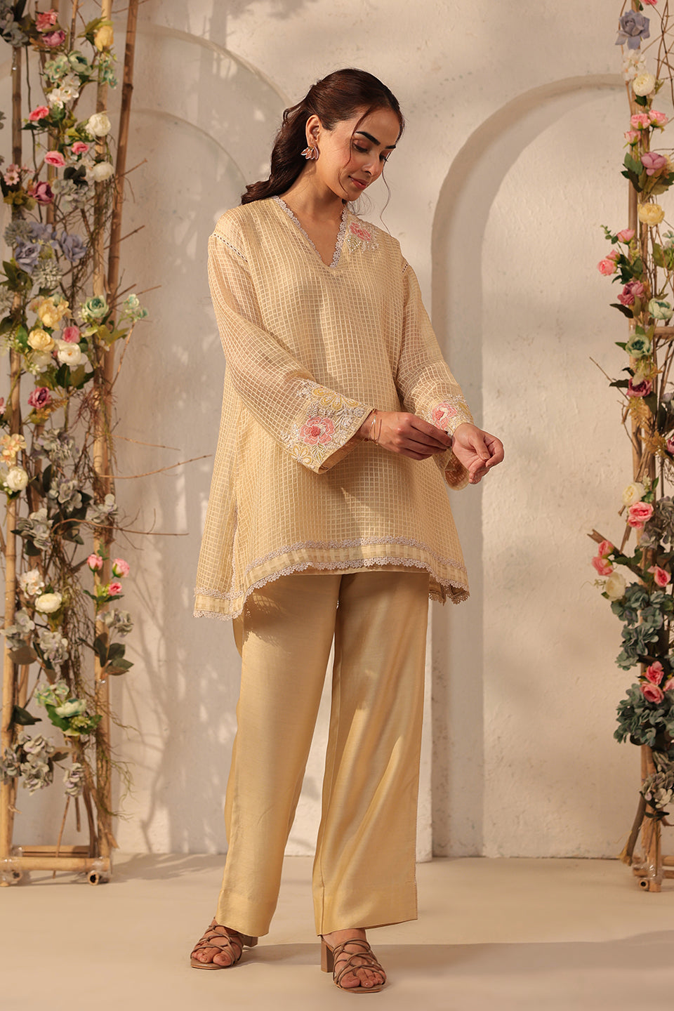 Vaayu Beige Applique Co-ord Set