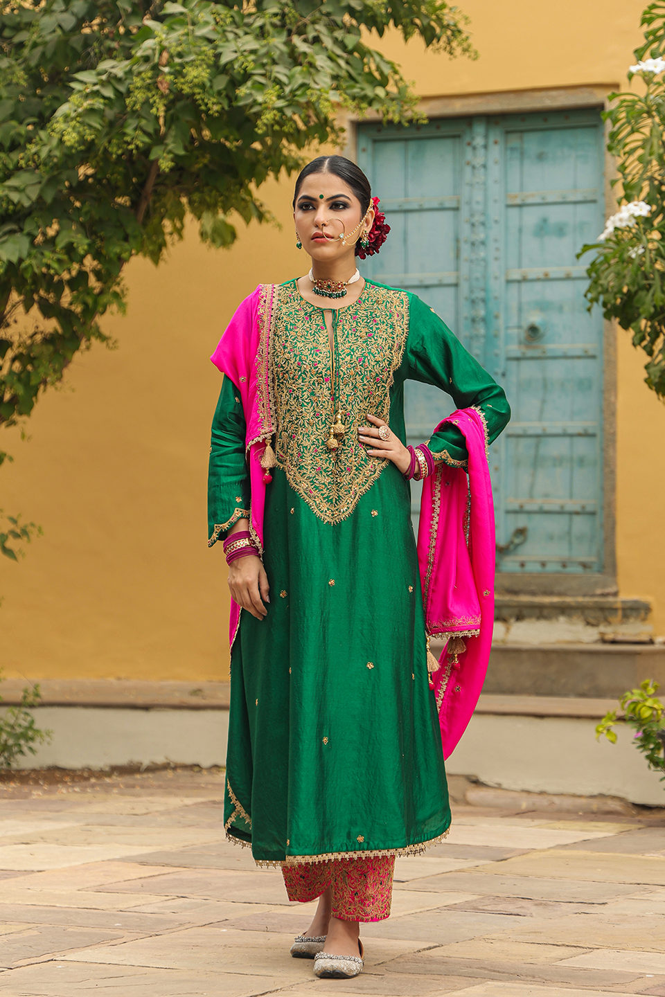 Bird Embroidered Long Kurta
