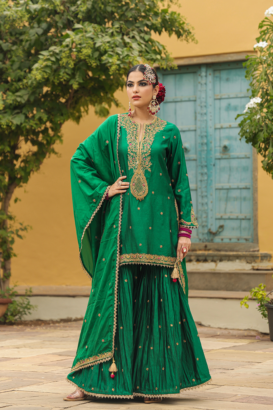 Bird Embroidered Sharara Light