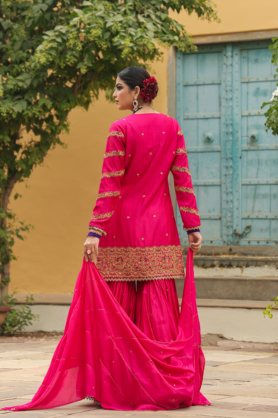 Bird Embroidered Sharara Heavy