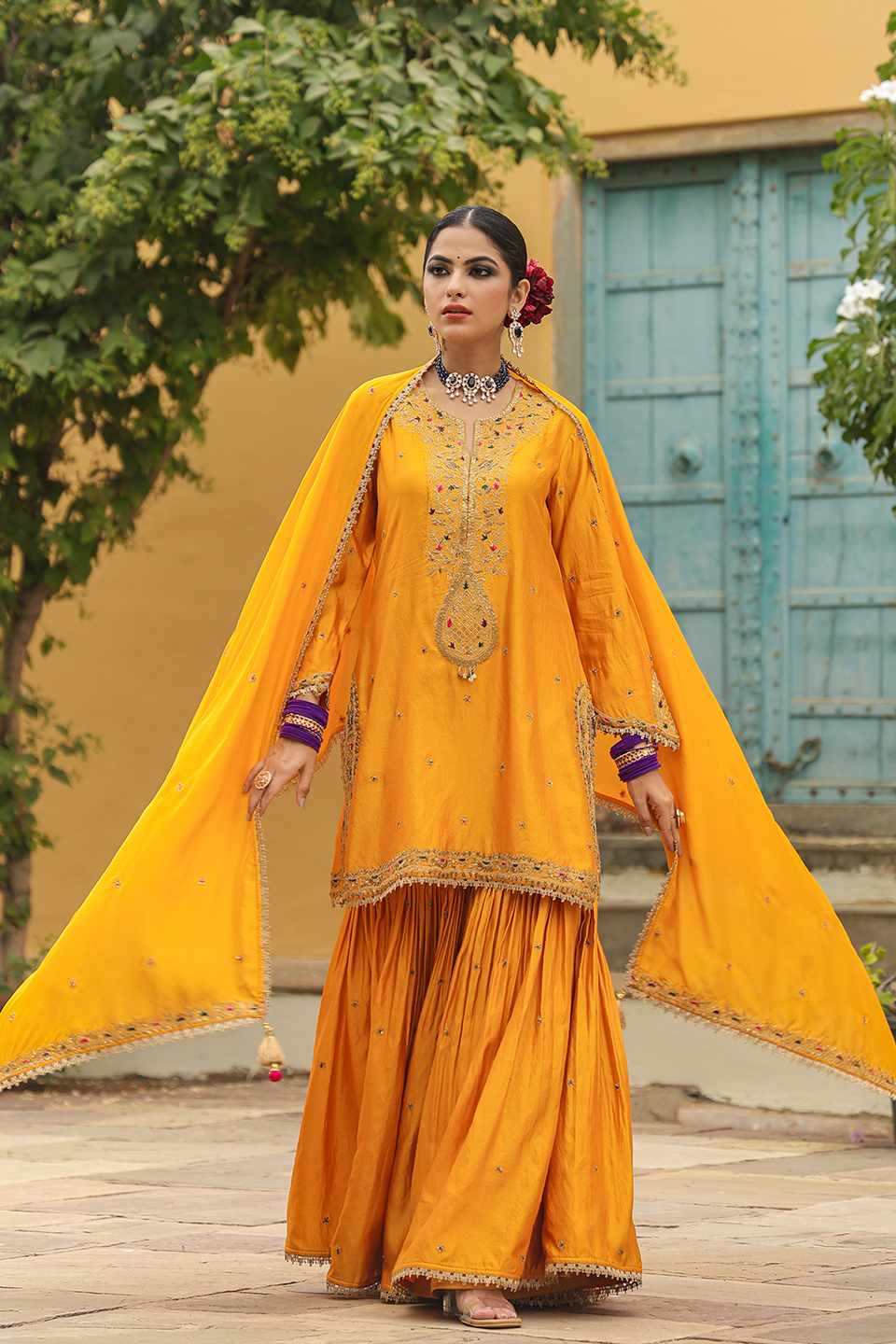 Bird Embroidered Sharara Light