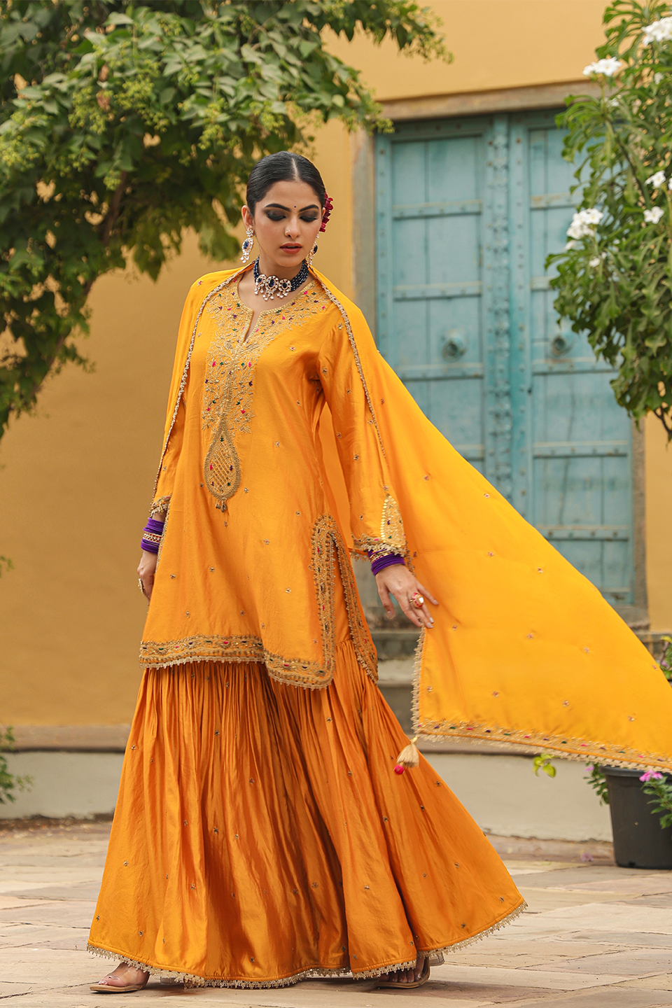 Bird Embroidered Sharara Light