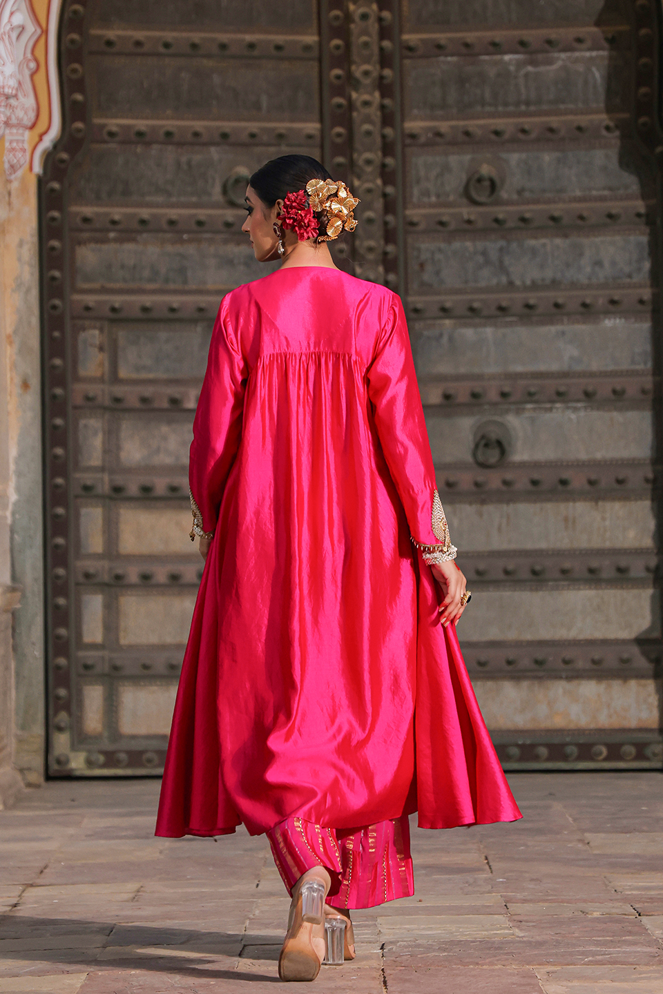 Cheent Embroidery Solid Jacket Kurta Set
