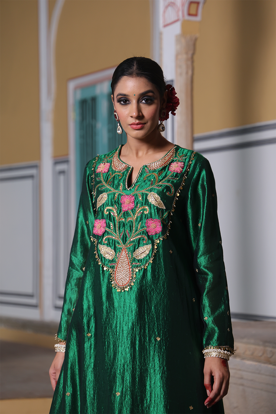 Cheent Embroidered Long Yoke Style Kurta Set