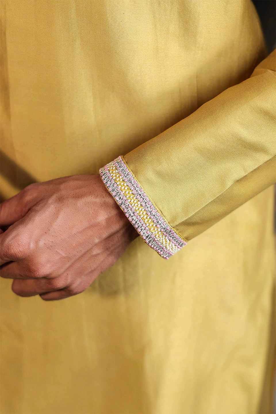 Yellow Mughal Embroidered Kurta Set
